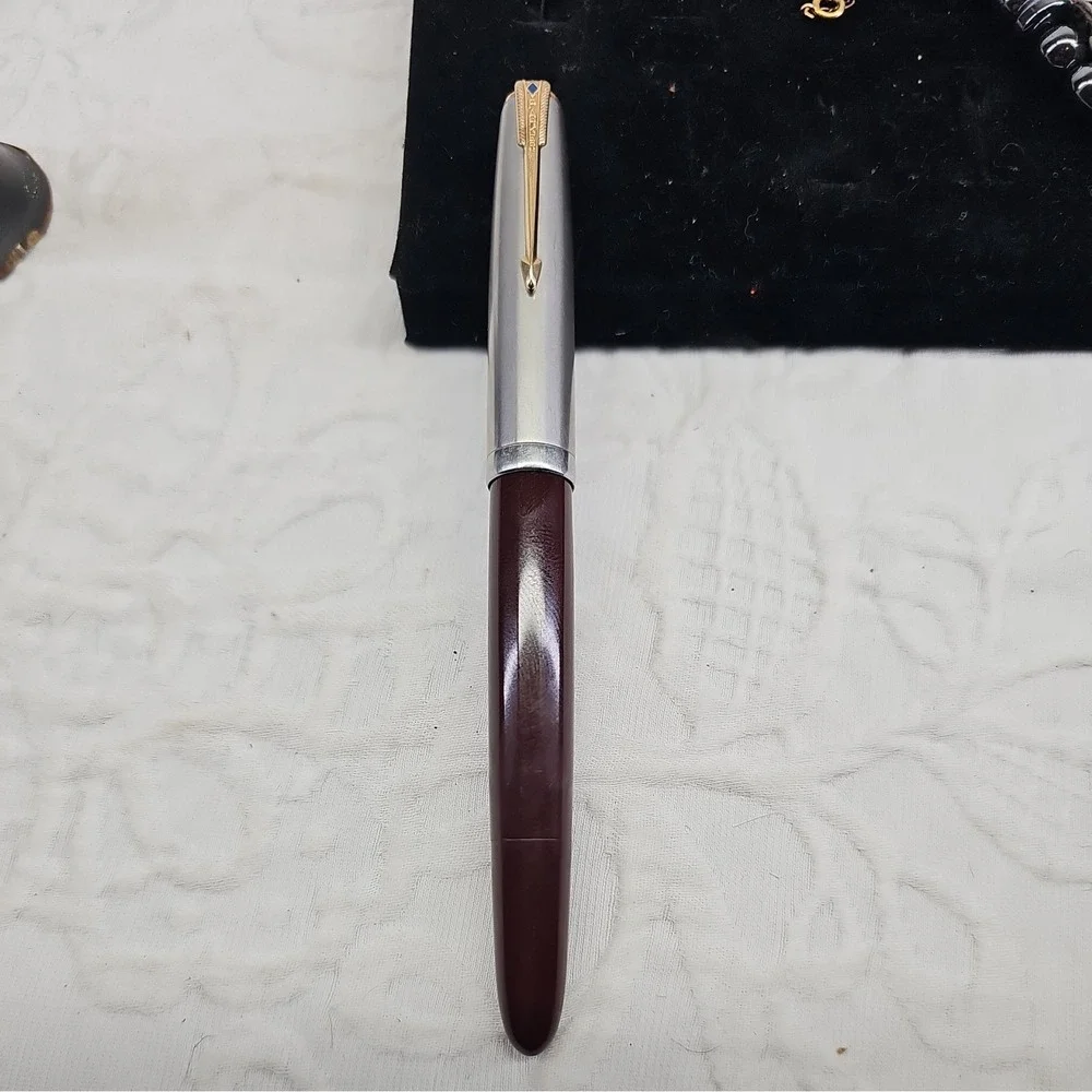Rare‎ Fountain Pen Parker 51 Vacumatic Blue Diamond in brown Resin & Gold Pl.